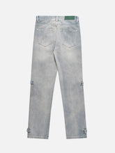 High Street Hip-Hop Design Sense Reißverschluss Straight Jeans Neun-Punkt-Hose